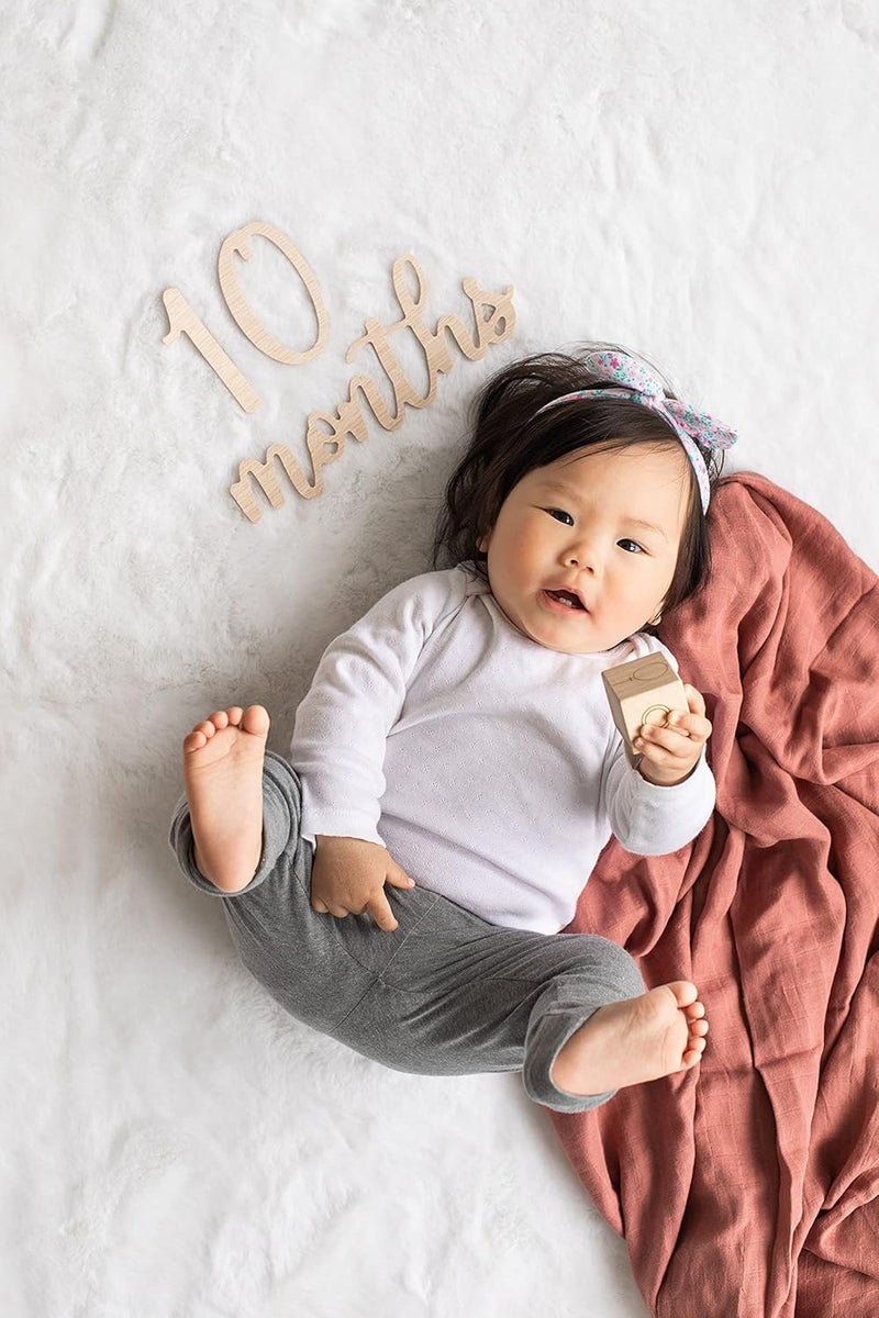 Pear Head Wooden Milestone Numbers & Words, Baby Announcement Cards, Milestone Marker Keepsakes, Pregnancy Milestone Markers, Wooden Photo Props for Pregnancy and Baby - Image 3