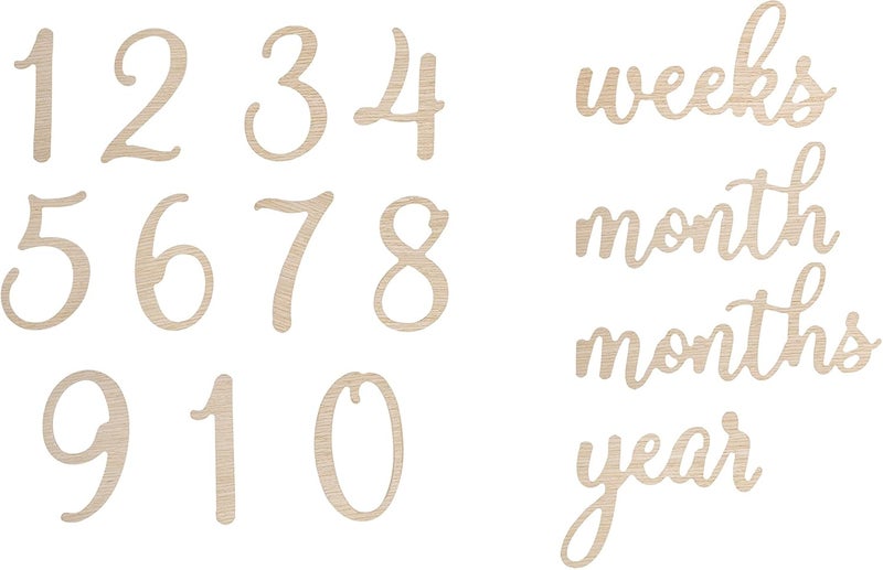 Pear Head Wooden Milestone Numbers & Words, Baby Announcement Cards, Milestone Marker Keepsakes, Pregnancy Milestone Markers, Wooden Photo Props for Pregnancy and Baby - Image 1