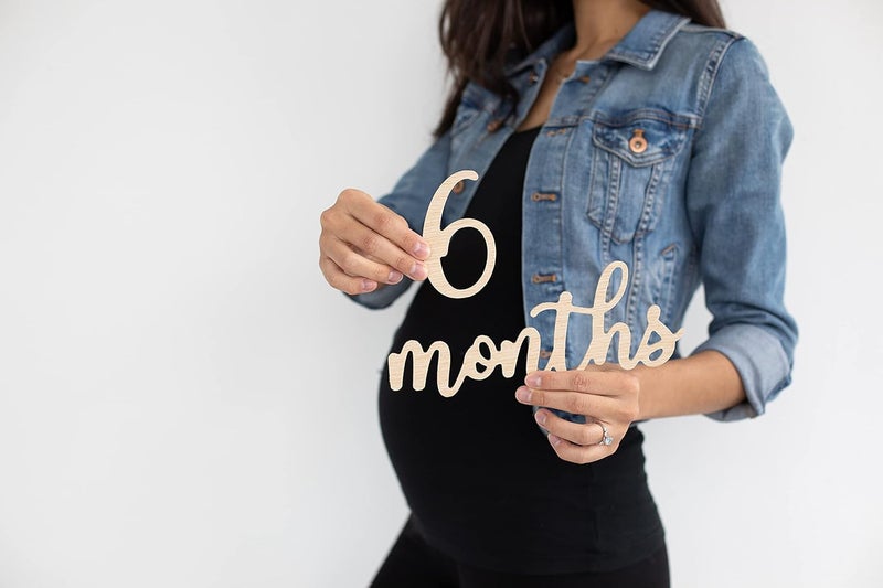 Pear Head Wooden Milestone Numbers & Words, Baby Announcement Cards, Milestone Marker Keepsakes, Pregnancy Milestone Markers, Wooden Photo Props for Pregnancy and Baby - Image 2