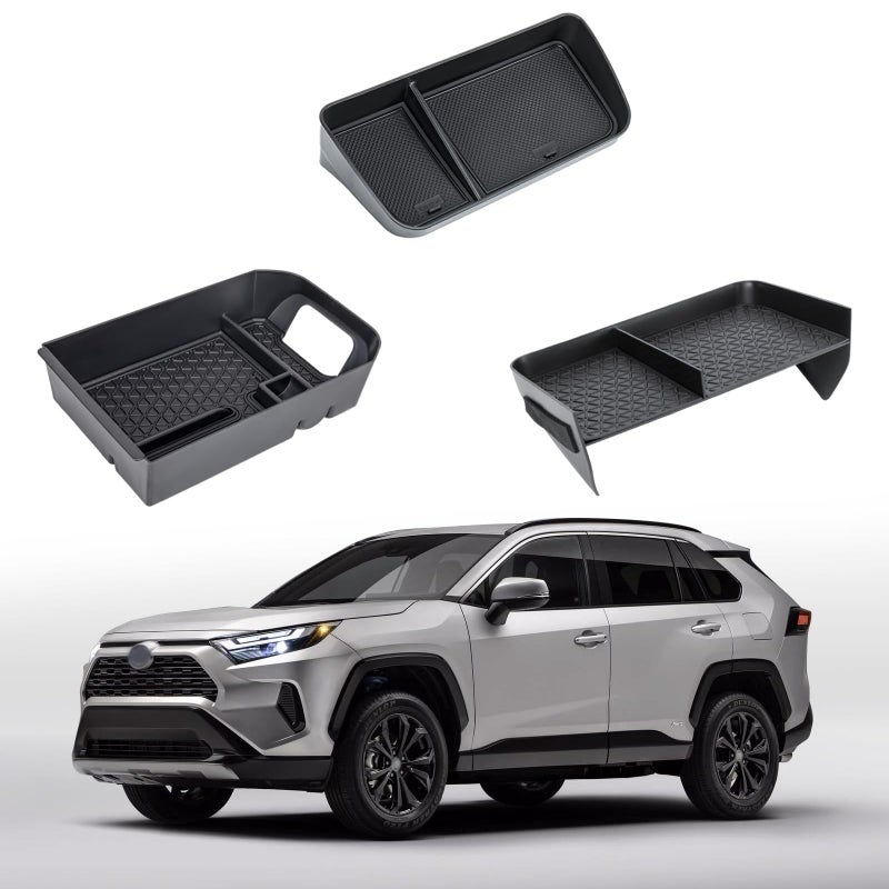 Neepiar 3PCS Center Console Organizer Tray and Armrest Storage Box Compatible with Toyota RAV4 20192022 2023 2024 2025 Dash Storage Tray Interior AccessoriesNot for New 105 Multimedia Display