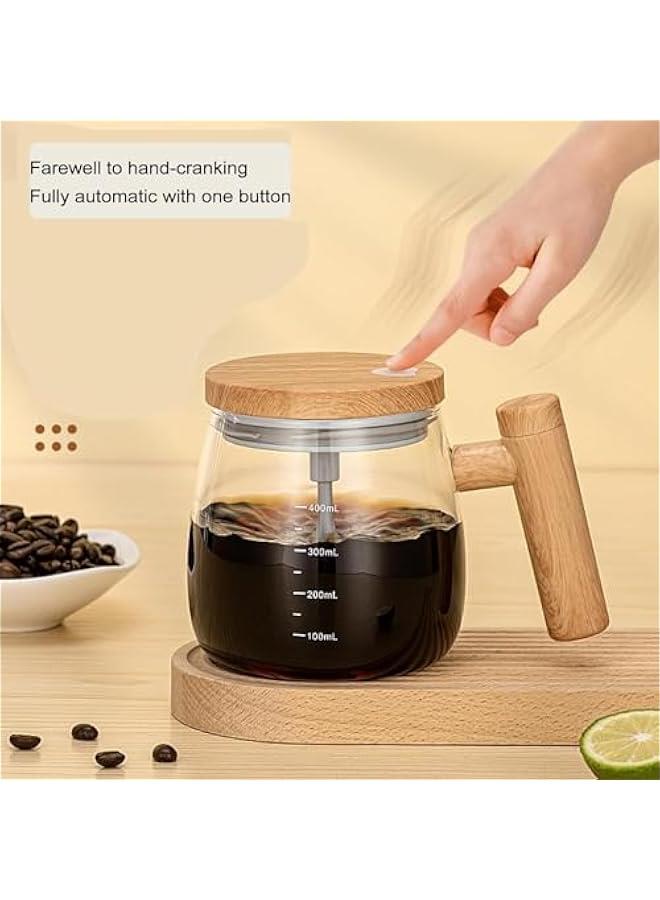 HOOKOR Durku Electric Self Stirring Mug with Lid,High Speed Glass Mixing Cup for Coffee, Travel & Office,Waterproof, Detachable Rod, Lightweight 14oz, Suitable for Home Use  - Image 4