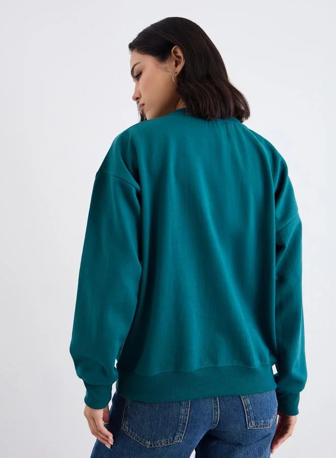 Styli Styli Oversized Regular Length Slogan Sweatshirt