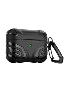 Vanguard Armor Series Full-Body Hard Shell Protective Cover Case for AirPods Pro 2nd generation 2022 with Keychain Front LED Visible (Black)