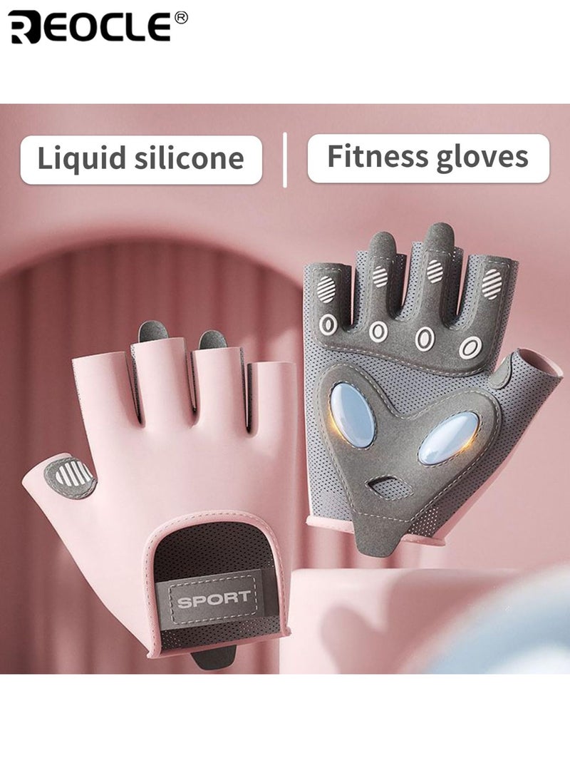 REOCLE 1 Pair Non-Slip Fitness Gloves with Full Palm Protection and Breathable Design Workout Training Gloves with Enhanced Grip for Gym Strength Training Outdoor Sports - Image 1