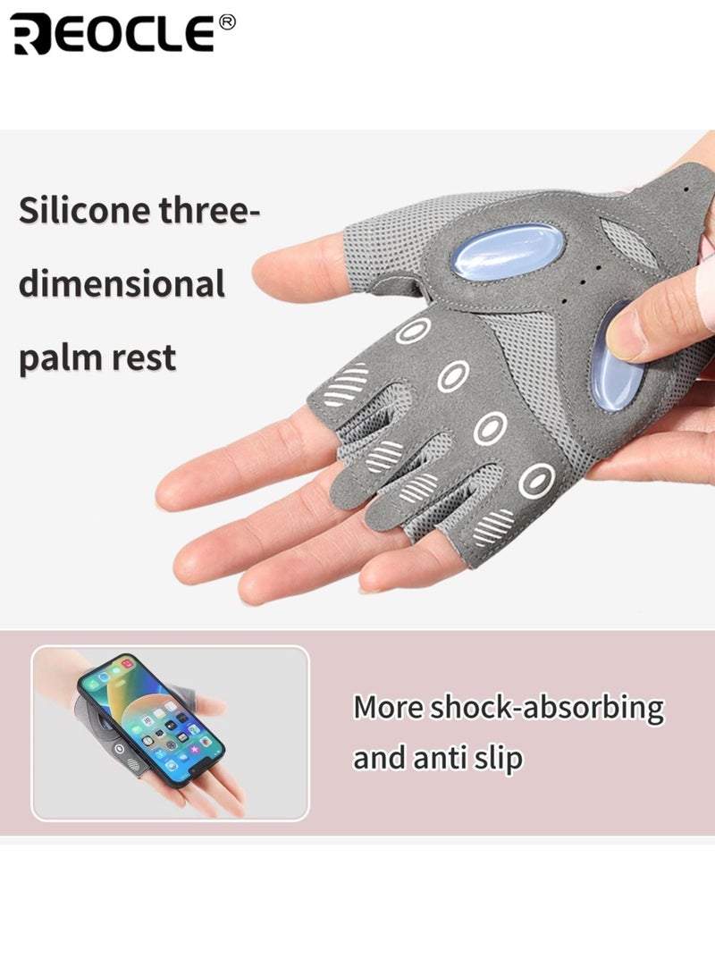 REOCLE 1 Pair Non-Slip Fitness Gloves with Full Palm Protection and Breathable Design Workout Training Gloves with Enhanced Grip for Gym Strength Training Outdoor Sports - Image 3