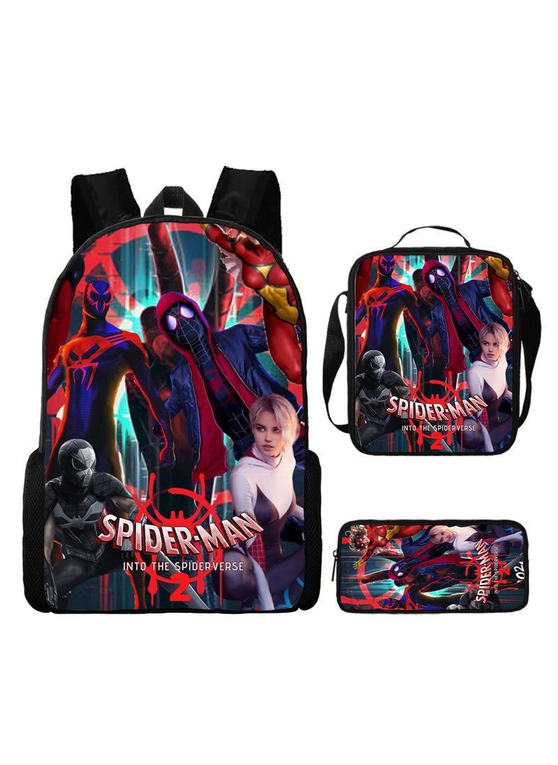 Spider-Man Spiderman Three-Piece Cartoon Backpack For Primary School Students 29*42*16cm 