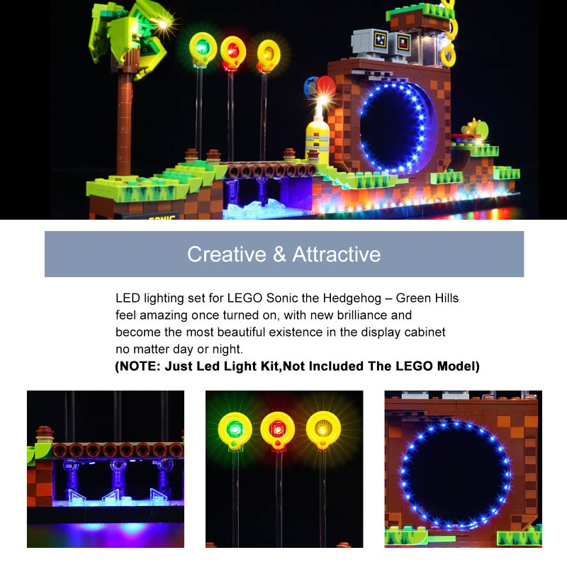 BrickBling LED Lighting Kit Compatible with Lego Sonic Green Hill Zone (NO Model), Lights Compatible with Lego 21331 Play Set, Creative DIY Light Set Compatible with Lego Hedgehog New 2022 - Image 3