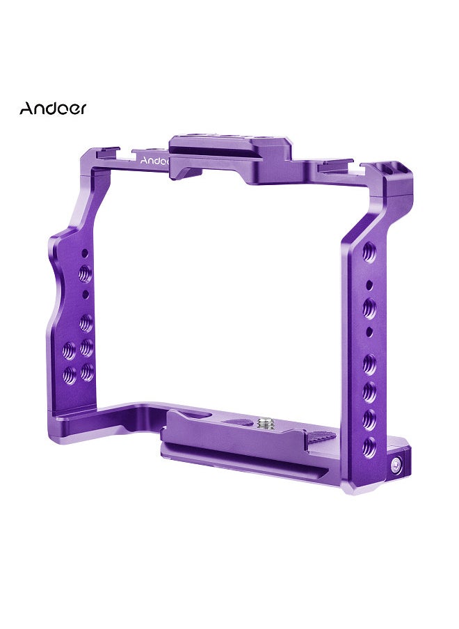 Camera Cage Aluminum Alloy Video Cage with Dual Cold Shoe Mounts Numerous 1/4 Inch Threads Replacement for Sony A7IV/ A7III/ A7II/ A7R III/ A7R II/ A7S II