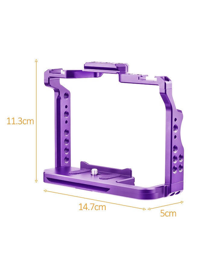 Camera Cage Aluminum Alloy Video Cage with Dual Cold Shoe Mounts Numerous 1/4 Inch Threads Replacement for Sony A7IV/ A7III/ A7II/ A7R III/ A7R II/ A7S II