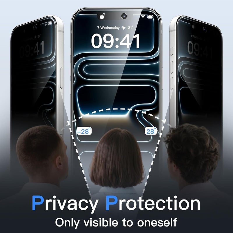 Jetech حماية شاشة الخصوصية لجهاز آيفون 17 برو 6.3 بوصة، زجاج مقسى مضاد للتجسس مع أداة تركيب سهلة، عبوة 2 - Image 3