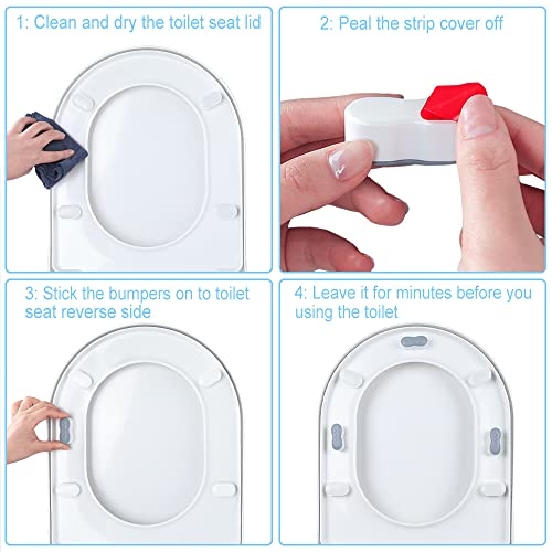 Xfenvs Bidet Toilet Seat Bumpers,Toilet Lid Bumper with 2 Height Choose,Strong Self Adhesive Universal Bidet Bumpers,Avoid Touching Toilet Seat Bumper 5 for Toilet Lid, 2 for Toilet Tanks (Peanut, Grey) - Image 5
