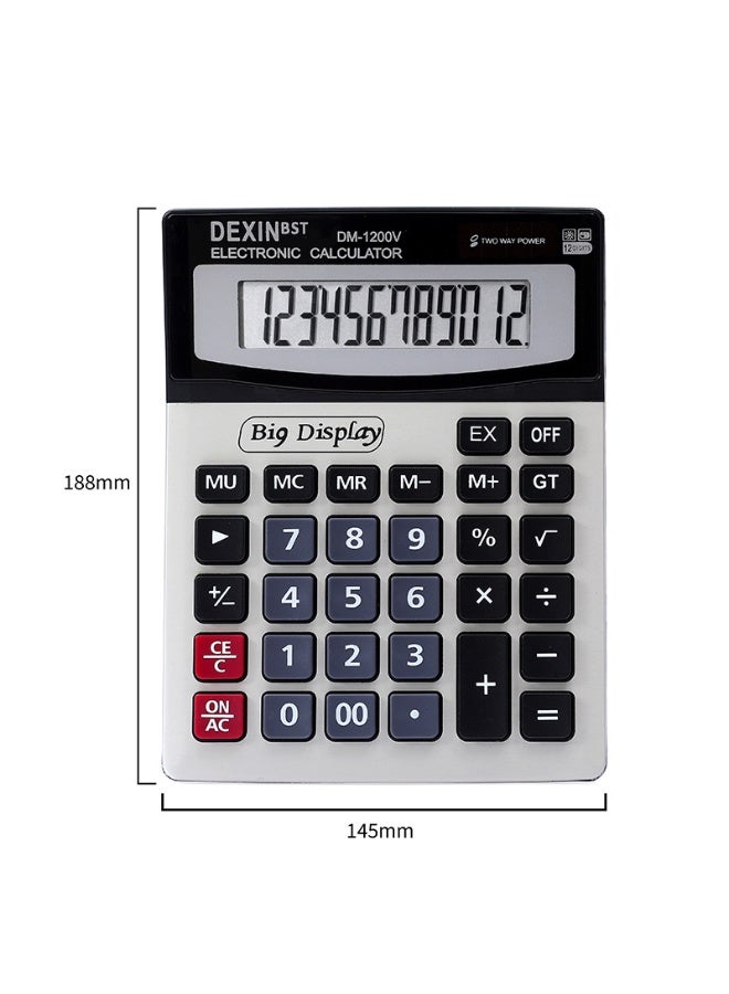 ديكسين آلة حاسبة مكتبية قابلة للإمالة بشاشة عرض مكونة من 12 رقمًا للمكتب والدراسة - Image 1