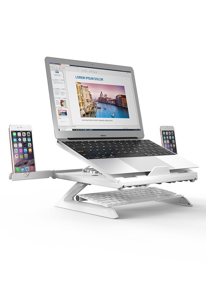 OImaster Laptop Stand, Muti-Angle Adjustable Portable Foldable Stand with Heat-Vent, Ergonomic Laptop Stand Riser for Desk Compatible with MacBook, Air, Pro, Surface Laptop (9-15.6 inches) (white) - Image 1