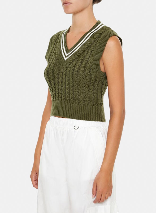 FOREVER 21 Varsity-Striped Sweater Vest  - Image 3
