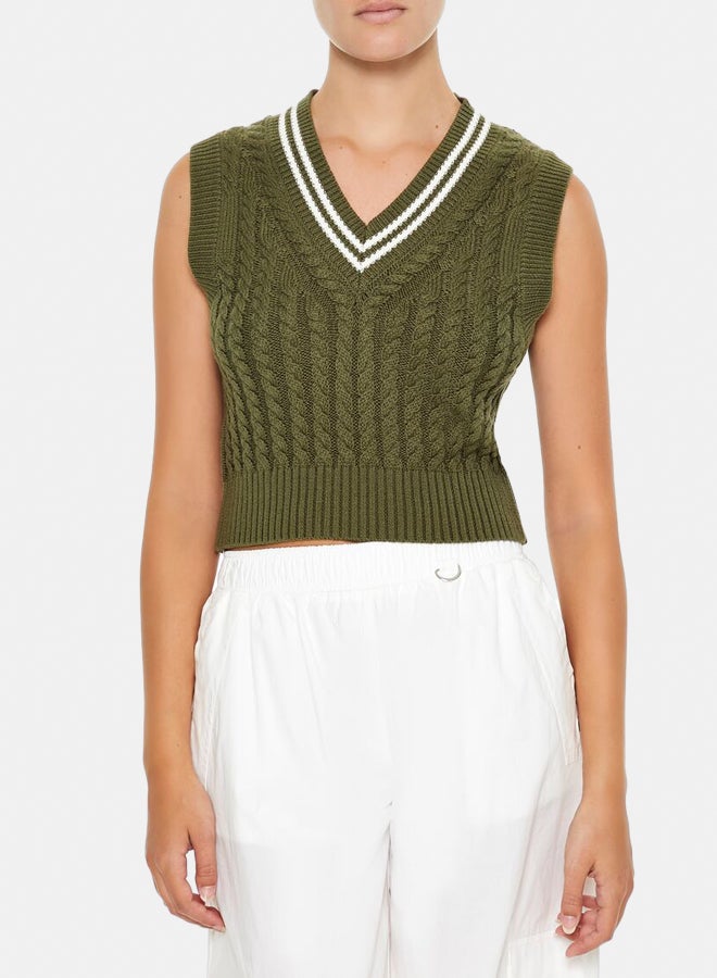 FOREVER 21 Varsity-Striped Sweater Vest  - Image 1