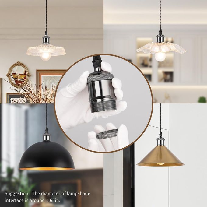 mirrea H Type Black Track Lighting Pendant with E26 Socket Cord Adjustable Pack of 3 (4 feet) - Image 3