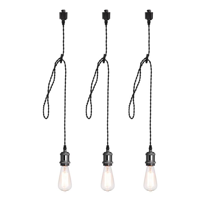 mirrea H Type Black Track Lighting Pendant with E26 Socket Cord Adjustable Pack of 3 (4 feet) - Image 1