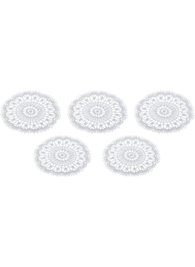 silvercnc 5Pcs Mini Lace Doilies Placemats Small Tablecloths for 1:12 Dollhouse Decor 