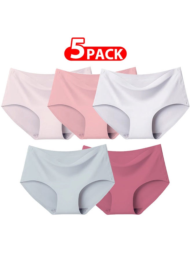 5 Packs Women's Small Size Underwear Silk Women Lingerie Seamless Women High Rise Underwear Multicolour /S(waist 56-62/Weight ≤45kg)  - Image 1