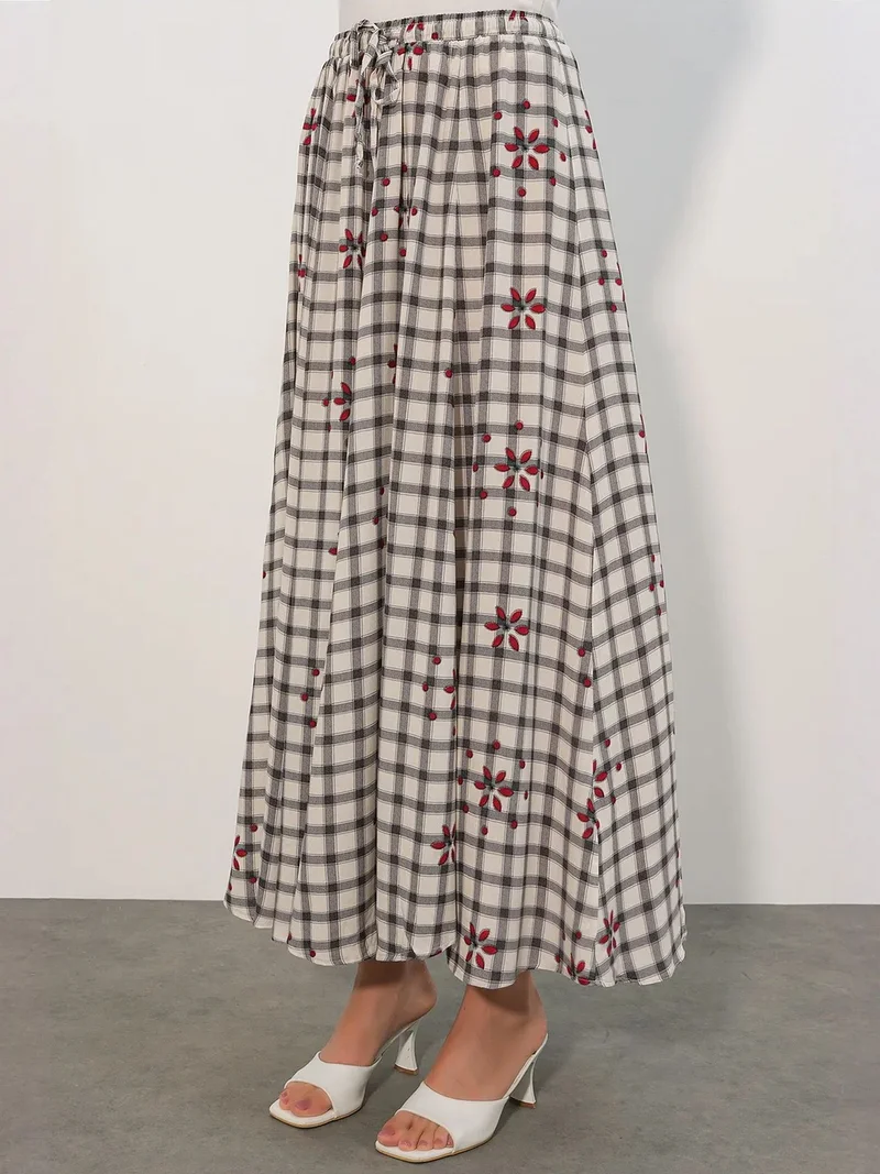 Big Dart Multicolor BDART High-Waist Plaid Maxi Skirt for Women | Best Price UAE