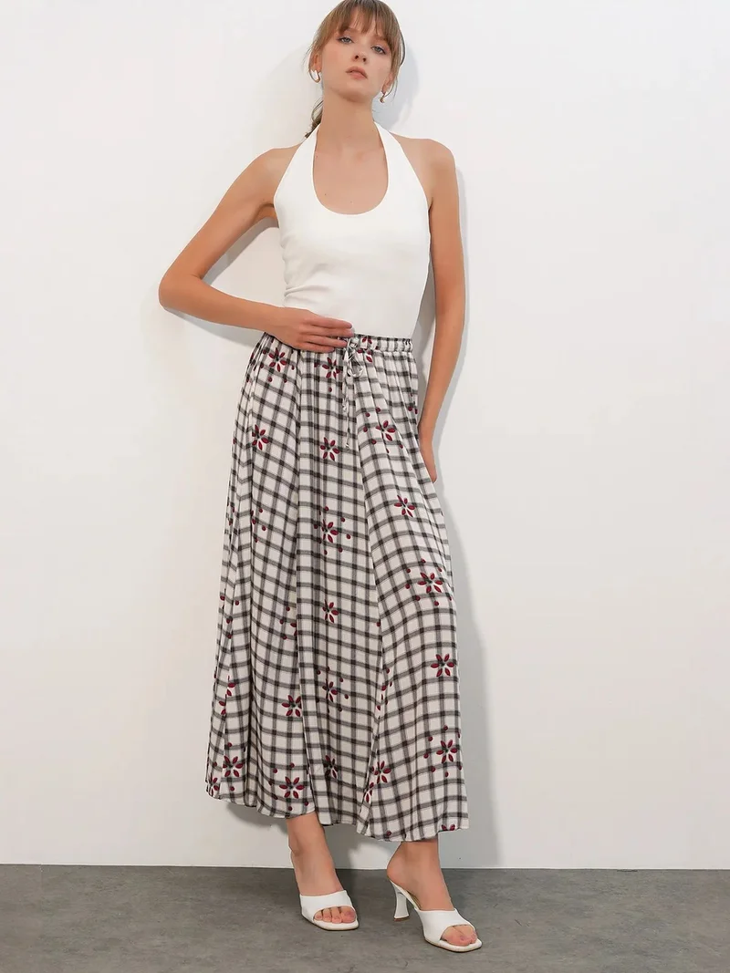 Big Dart Multicolor BDART High-Waist Plaid Maxi Skirt for Women | Best Price UAE