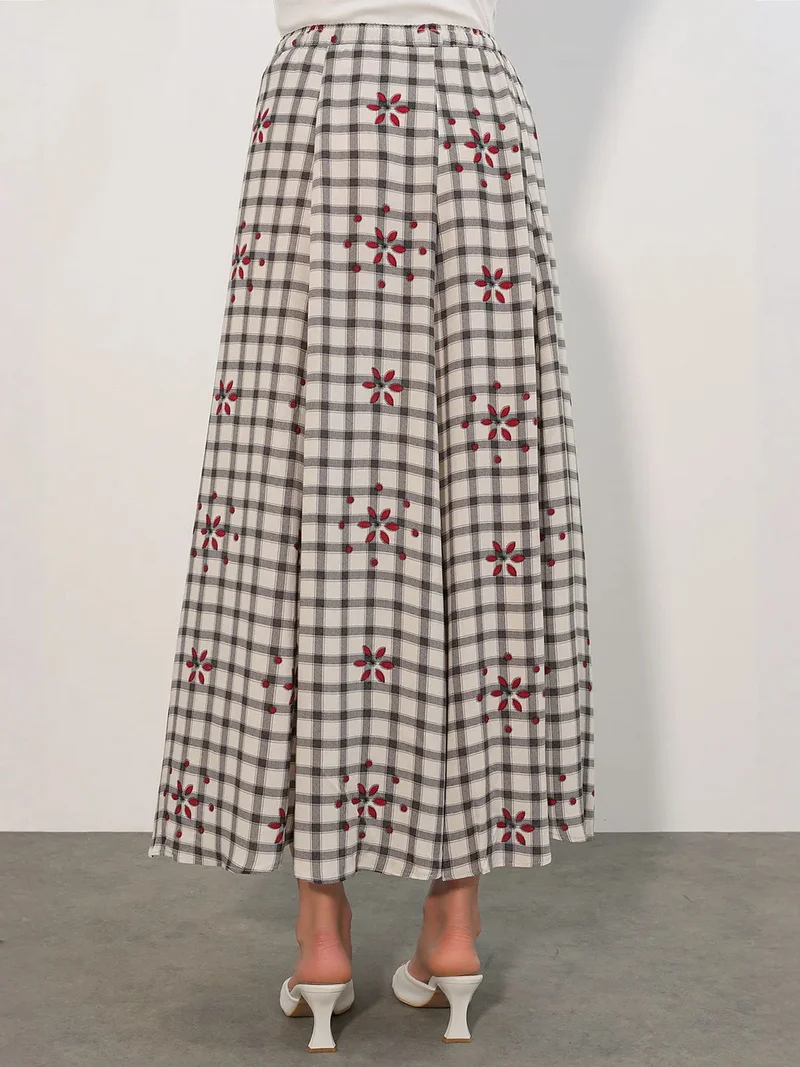 Big Dart Multicolor BDART High-Waist Plaid Maxi Skirt for Women | Best Price UAE