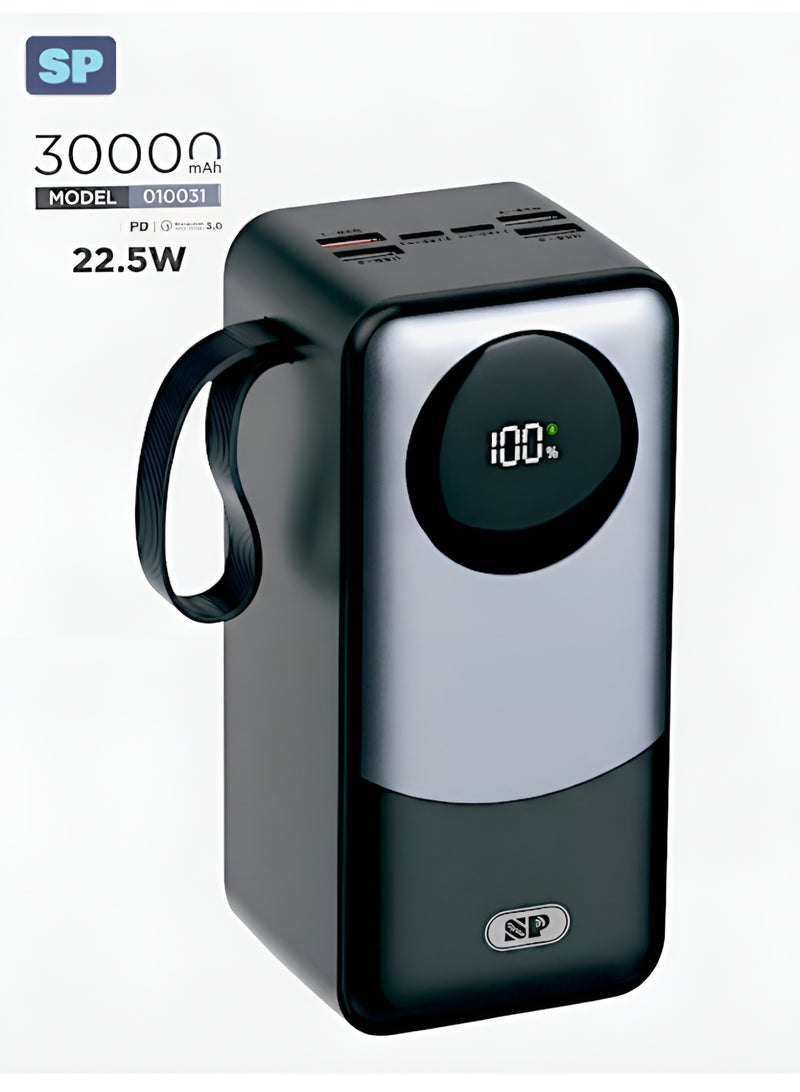 أس بي باور بانك فائق السرعة بسعة 30000 مللي أمبير/ساعة بتقنية PD وQC3.0 بقدرة 20 واط | شاحن سريع فائق السعة بمنفذي USB بقوة 22.5 واط - Image 5