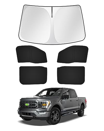 Canvcle Sunshade for Ford F150 4Door 20212024 2025 F150 Accessories Windshield Sun Shade Side Rear Window Shade Cover Sun Visor Shield Cover Privacy Protection Keep Vehicle Cool Black 5PCS