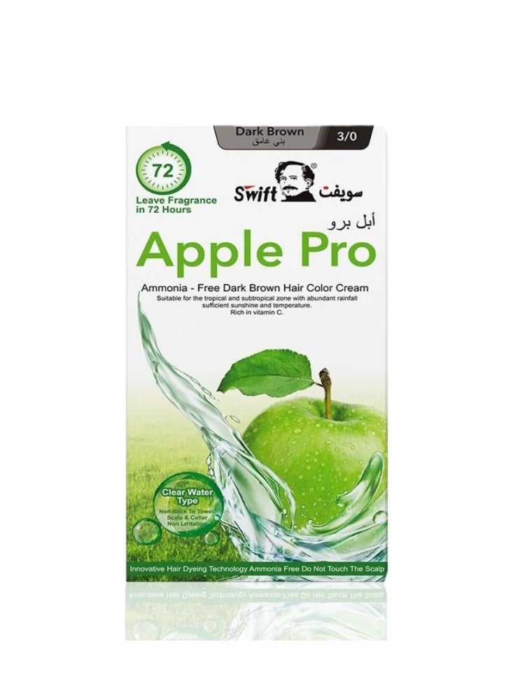 Swift Apple Pro Ammonia Free Hair Color Cream Dark Brown 3/0 500ml + 500ml