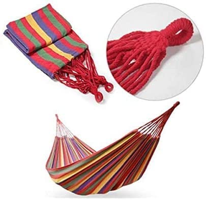 Besillia Besillia Hammock Outdoor Cotton Load Capacity up to 120 kg 1 Person Large for Garden Travel Patio Backpack Hiking 1 Person Red  - Image 4