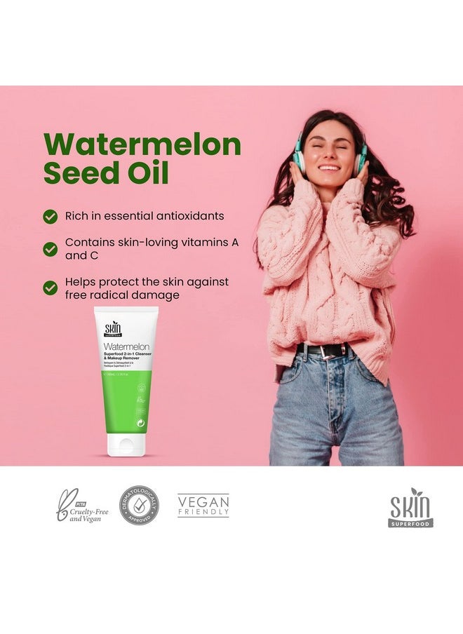 SKIN SUPERFOOD - 2In1 Watermelon Cleanser & Makeup Remover. Natural & Vegan 3.38 Fl Oz - Image 1