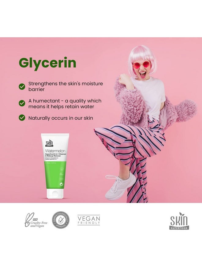 SKIN SUPERFOOD - 2In1 Watermelon Cleanser & Makeup Remover. Natural & Vegan 3.38 Fl Oz - Image 1