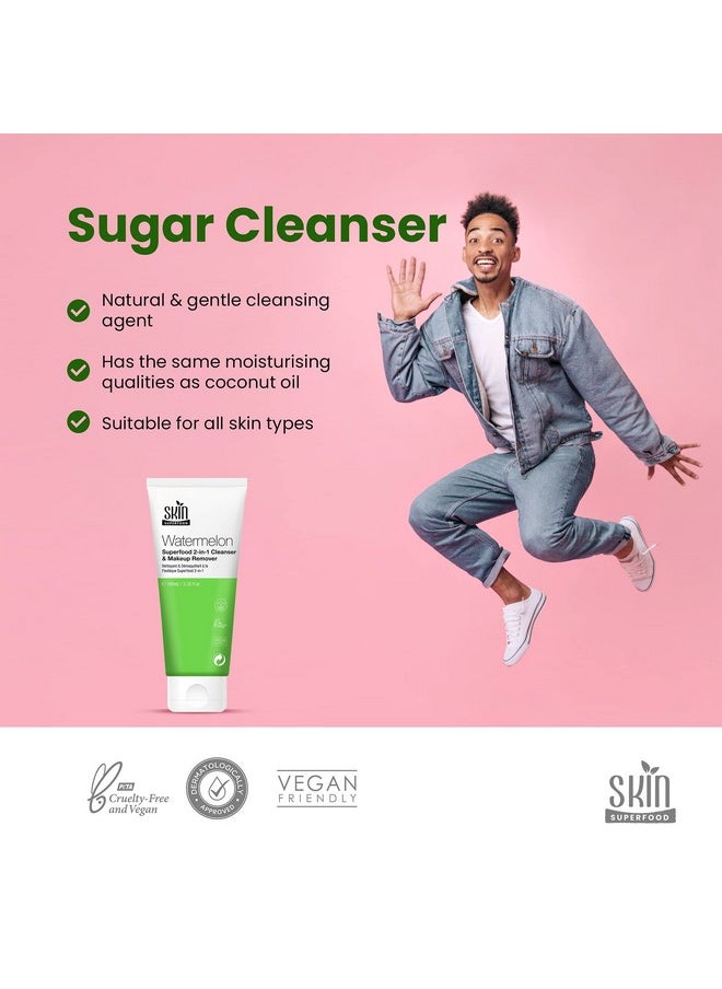 SKIN SUPERFOOD - 2In1 Watermelon Cleanser & Makeup Remover. Natural & Vegan 3.38 Fl Oz - Image 1