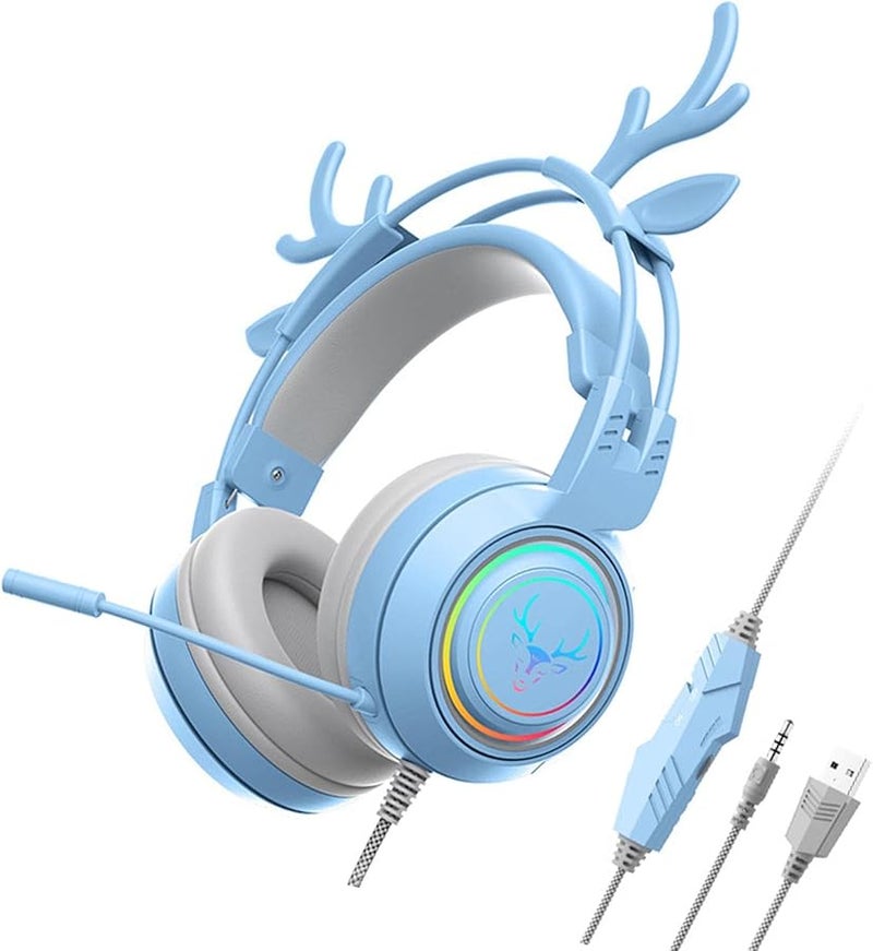 سماعة رأس للألعاب بلو وايرد مع ميكروفون دوّار وإضاءة RGB خفيفة الوزن وصوت ستريو للكمبيوتر عبر USB - Image 2