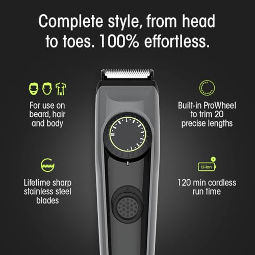 athian Unisex All-In-One Hair Trimmer, 20 Length Settings, Cordless Body Groomer With Prowheel, 120 Min Runtime, Stainless Steel S400 Blade - Image 2