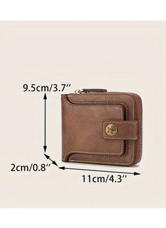 NIBEMINENT Men's Fashionable Tree Pattern Zipper Buckle, PU Credit Card Card Holder, Small Zipper Coin Storage Zipper Button Closure Business Wallet  - Image 2