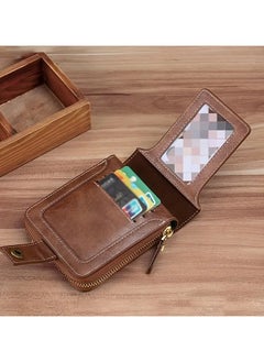 NIBEMINENT Men's Fashionable Tree Pattern Zipper Buckle, PU Credit Card Card Holder, Small Zipper Coin Storage Zipper Button Closure Business Wallet  - Image 3