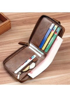 NIBEMINENT Men's Fashionable Tree Pattern Zipper Buckle, PU Credit Card Card Holder, Small Zipper Coin Storage Zipper Button Closure Business Wallet  - Image 4