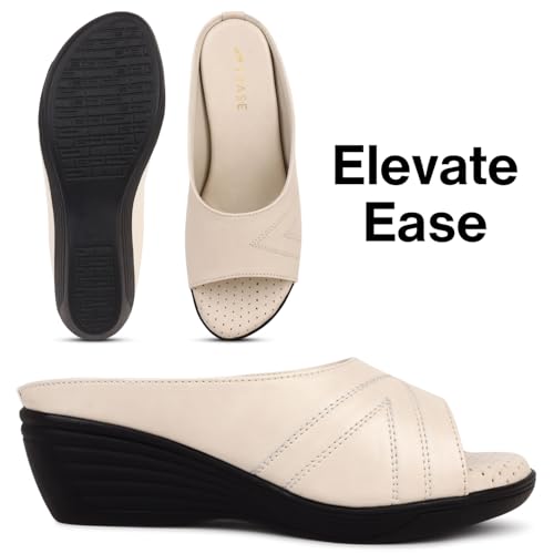 TRASE Magic Comfort Wedge Sandal for Women (Cream, 8 UK) - Image 4