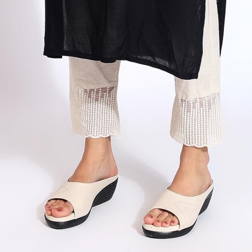 TRASE Magic Comfort Wedge Sandal for Women (Cream, 8 UK) - Image 3