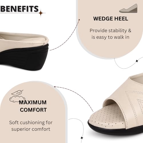 TRASE Magic Comfort Wedge Sandal for Women (Cream, 8 UK) - Image 2