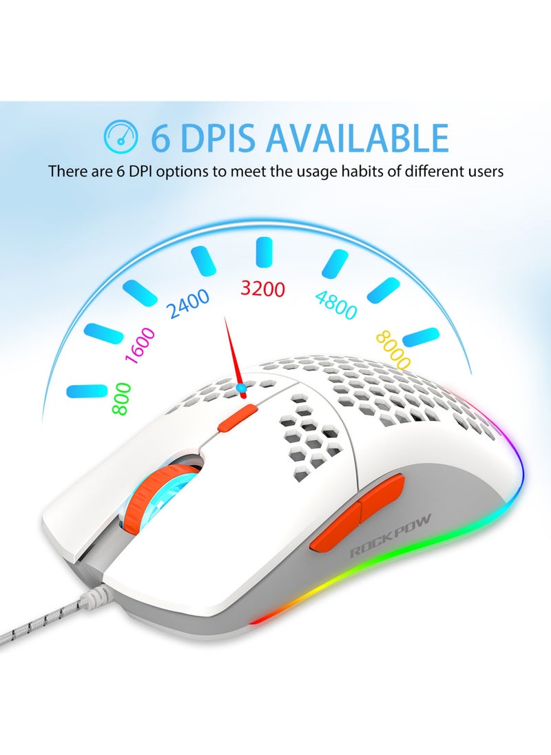 روك بو - 60٪ لوحة مفاتيح الألعاب السلكية ماوس كومبو RGB ماوس الألعاب مريح خفيف الوزن 8000DPI مستشعر بصري 68 مفتاحا RGB بإضاءة خلفية لوحة مفاتيح ألعاب صغيرة مدمجة للغاية مقاومة للماء للكمبيوتر الشخصي ألعاب الكمبيوتر - Image 1