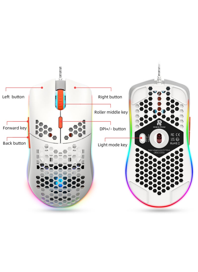 روك بو - 60٪ لوحة مفاتيح الألعاب السلكية ماوس كومبو RGB ماوس الألعاب مريح خفيف الوزن 8000DPI مستشعر بصري 68 مفتاحا RGB بإضاءة خلفية لوحة مفاتيح ألعاب صغيرة مدمجة للغاية مقاومة للماء للكمبيوتر الشخصي ألعاب الكمبيوتر - Image 1