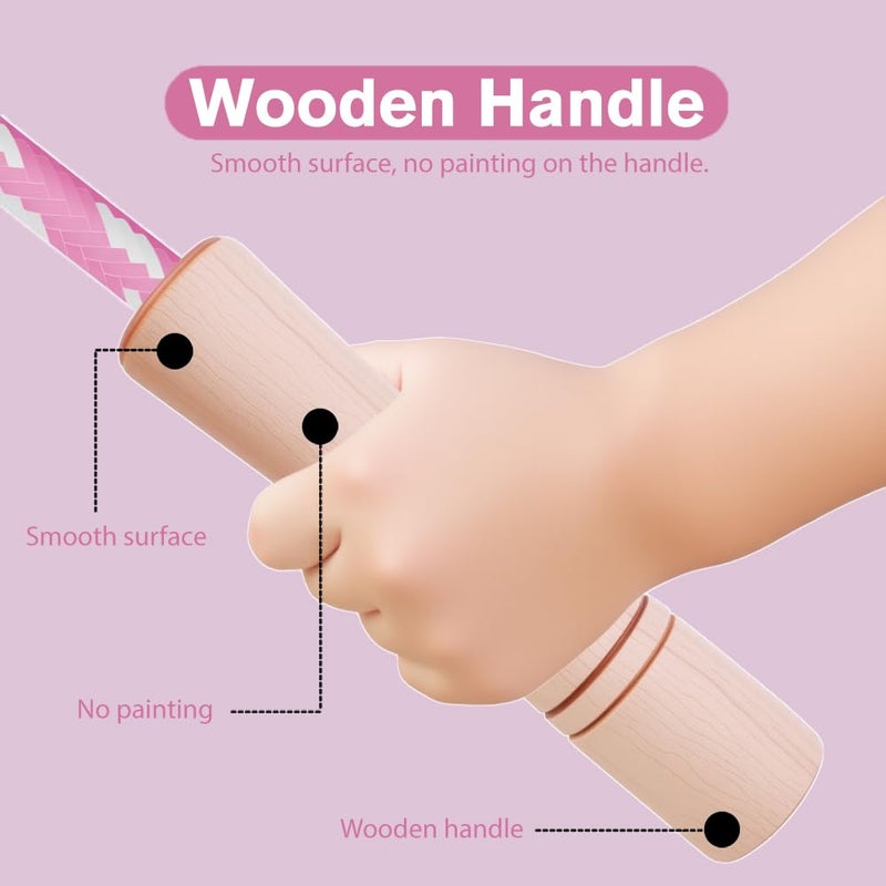 Homello Jump Rope for Kids - Wooden Handle - Adjustable Cotton Braided Fitness Skipping Rope for Toddler Fitness Workout Exercise Outdoor Activity - Image 3