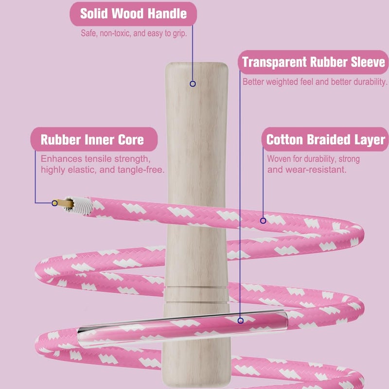 Homello Jump Rope for Kids - Wooden Handle - Adjustable Cotton Braided Fitness Skipping Rope for Toddler Fitness Workout Exercise Outdoor Activity - Image 2