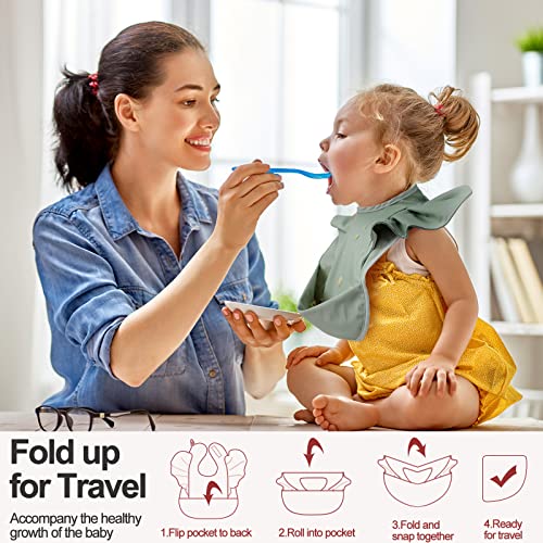 JaGely 3 Pcs Baby Food Bib for Eating Waterproof Washable Toddler Bib Soft Feeding Apron with Food Catcher for Toddler Boy or Girl Eating Travel Home Supplies - Image 5