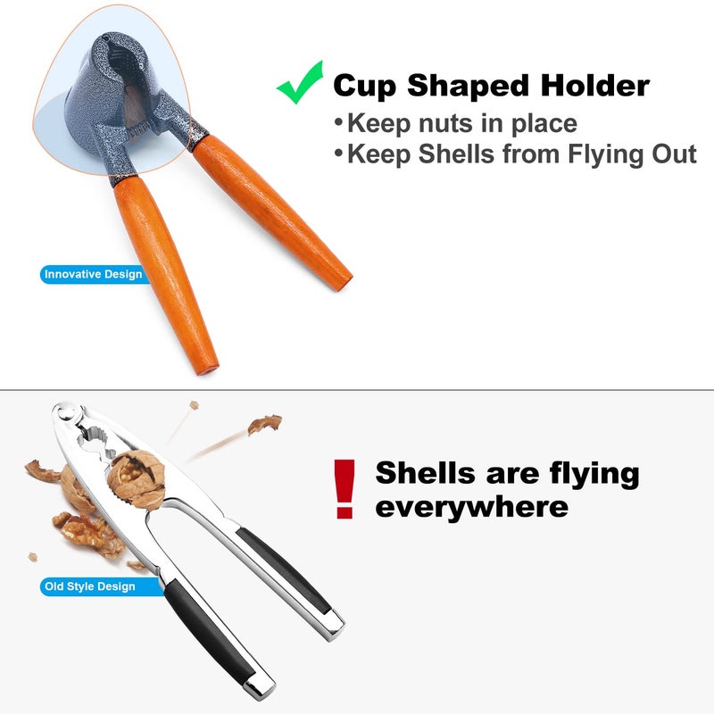 Anwenk Heavy Duty Nutcracker Pecan Walnut Plier Opener Tool with Wood Handle - Image 2