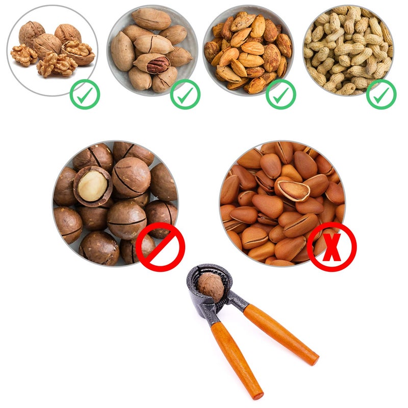 Anwenk Heavy Duty Nutcracker Pecan Walnut Plier Opener Tool with Wood Handle - Image 5