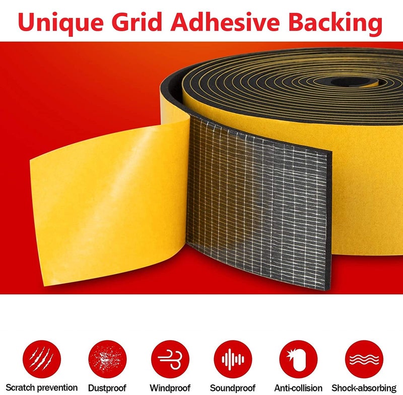 G-Charge High Density Self Adhesive(Strong Unique Grid) 'EPDM' Foam Seal Tape, Weather Stripping Doors and Window Insulation Soundproofing (2"(W) x 1/8"(T) x 10 Mtr.(L), 1) - Image 3