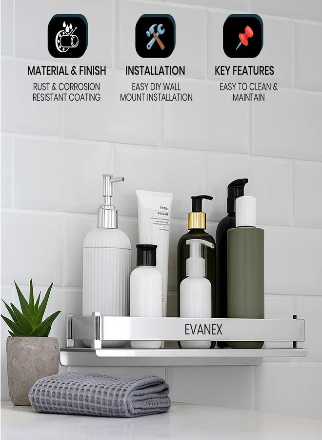 EVANEX Bathroom Wall Shelf | 5x15 Inch 304 Stainless Steel Wall-Mounted Storage Organizer | Rustproof Bathroom Storage Rack for Toiletries, Bathroom Accessories, Multi-Purpose Wall Shelf - Image 3